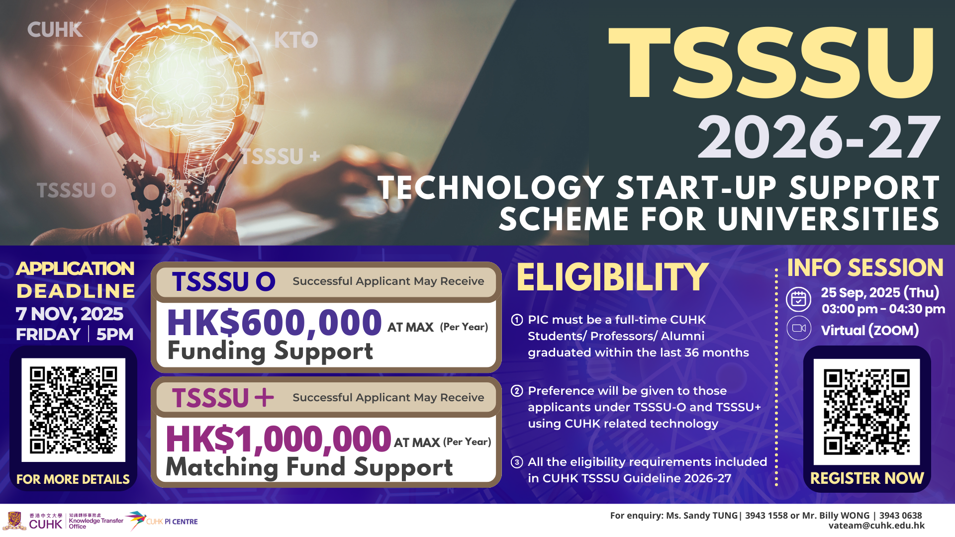 Technology Start-up Support Scheme for Universities (TSSSU) 2026-27 - Information Session